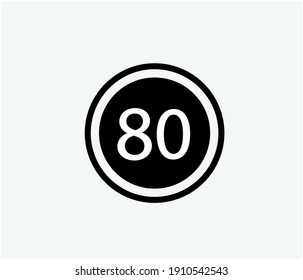 Geschwindigkeitsbegrenzung 80 Symbol Vektorgrafik. Lineares Design für mobiles Konzept und Webdesign. Symbolillustration. Pixel-Vektorgrafiken - Vektorgrafik