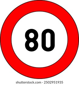 Speed Limit 80 Km Traffic Sign
