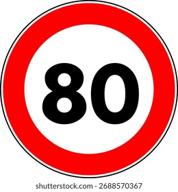 Limite de velocidade 80 km Vetor de sinal de tráfego