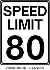 Geschwindigkeitsbegrenzung 80 mph Straßenschild, Geschwindigkeitsbegrenzung 80 Meilen pro Stunde