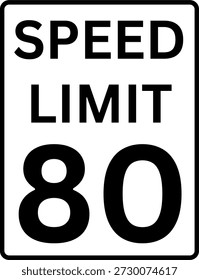 Límite de velocidad 80 mph Señal de tráfico Vector