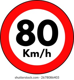Vetor de sinal de limite de velocidade 80