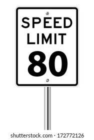 Speed Limit 80 traffic sign white