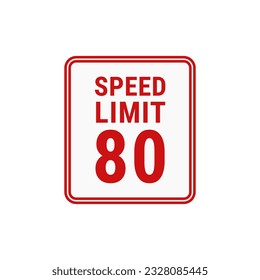 Límite De Velocidad 80 En Color Blanco Y Forma De Dibujo Con Línea Roja Para Información De Signos
