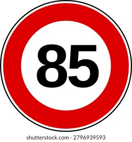 Speed Limit 85 kmh Sign