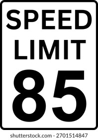 Speed limit 85 mph sign vector, Speed limit 85 traffic sign