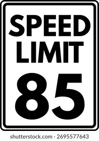 Limite de velocidade Sinal de trânsito de 85 mph