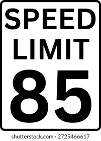 Límite de velocidad 85 mph señal de tráfico