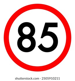 Speed limit 85 round road traffic icon