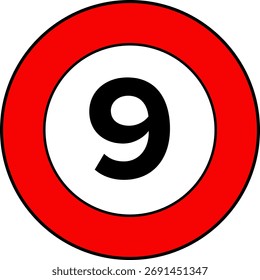 Límite de velocidad 9 mph Vector de señales de tráfico