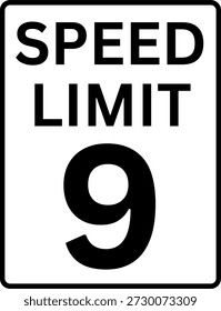 Límite de velocidad 9 mph Señal de tráfico Vector