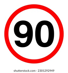 speed limit 90 sign Icon for web or app illustration on white background..eps