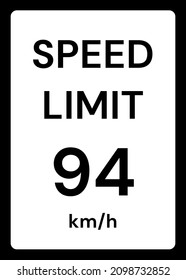 Límite de velocidad 94 kmh señalización de tráfico en fondo blanco