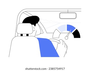 Speed limit abstract concept vector illustration. Man exceeds the speed while driving a car, personal transport, vehicle restriction, ground transportation, violation of rules abstract metaphor.