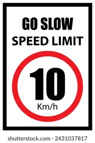 Speed Limit Board, 10 km/h-Zeichen, Go slow, Speed Limit-Zeichen mit rotem Rand