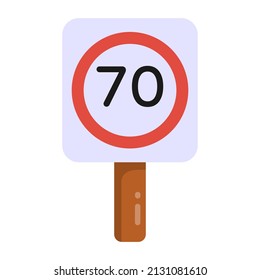Un icono de la tarjeta de límite de velocidad en diseño plano 

