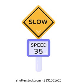A speed limit board icon in flat design 

