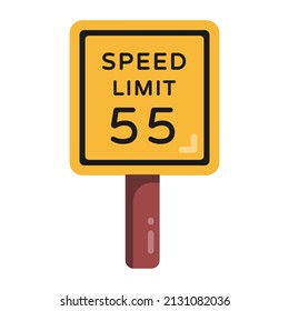 Un icono de la tarjeta de límite de velocidad en diseño plano 

