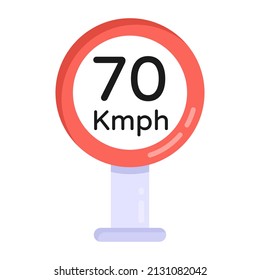 Un icono de la tarjeta de límite de velocidad en diseño plano 


