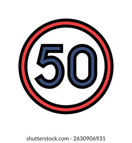 speed limit highway road color icon vector. speed limit highway road sign. isolated symbol illustration