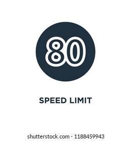 Speed limit icon. Black filled vector illustration. Speed limit symbol on white background. Can be used in web and mobile.