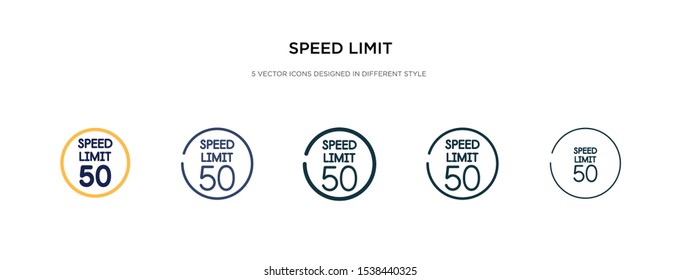 speed limit icon in different style vector illustration. two colored and black speed limit vector icons designed in filled, outline, line and stroke style can be used for web, mobile, ui
