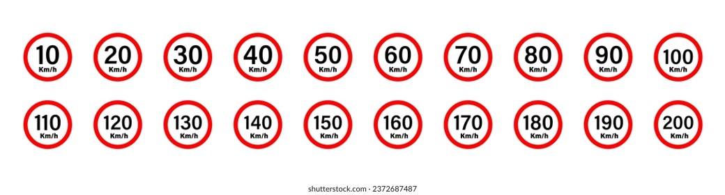 Speed limit icon. Highway speed limit icon collection. Speed limit vector signs collection. EPS 10