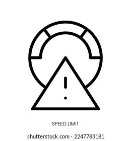 icono de límite de velocidad. Diseño De Estilo De Arte De Línea Aislado En Fondo Blanco