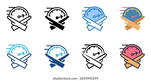 Ícone de limite de velocidade definir coleção de vários estilos 
