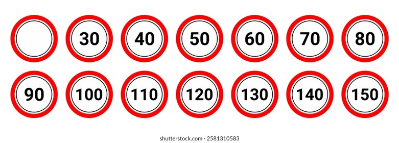  Speed limit icon set. Traffic sign
