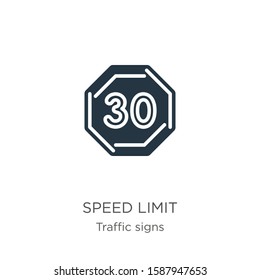 Speed limit icon vector. Trendy flat speed limit icon from traffic signs collection isolated on white background. Vector illustration can be used for web and mobile graphic design, logo, eps10