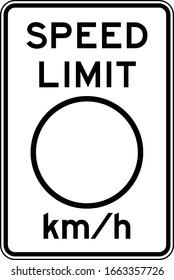 Speed Limit Metric Sign Template.