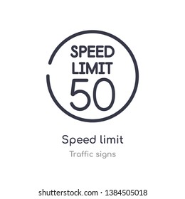 speed limit outline icon. isolated line vector illustration from traffic signs collection. editable thin stroke speed limit icon on white background
