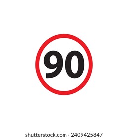 Speed Limit and Radar Warning Traffic Signs vector icon