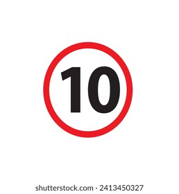 Speed Limit and Radar Warning Traffic Signs vector icon