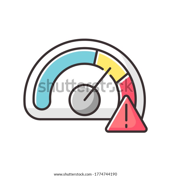 Speed limit RGB color icon.\
Safe driving rule, traffic law. Accident prevention, safety\
precaution. Over speed warning. Car speedometer isolated vector\
illustration
