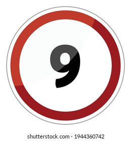 Speed limit road sign vector : maximum speed is 9 km h.