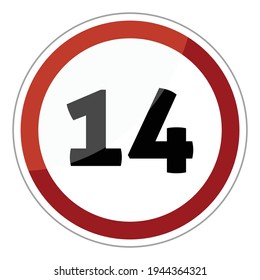 Speed limit road sign vector : maximum speed is 14 km h.
