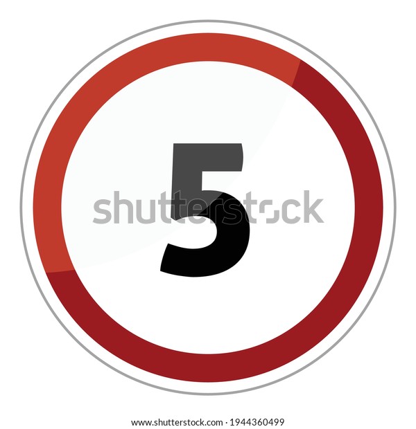 Speed\
limit road sign vector : maximum speed is 5 km\
h.