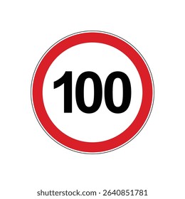 Speed limit round road traffic icon sign one hundred 