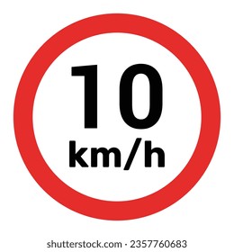 Speed limit sign 10 km h icon vector illustration