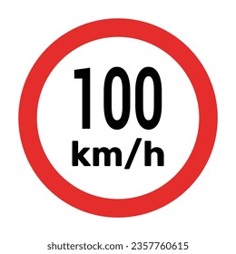 Speed limit sign 100 km h icon vector illustration