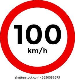 Speed limit sign 100 km h icon. Road signs with speed limit warnings. depicting speed limits ranging. Circular road signs. traffic sign.  the way forward symbol