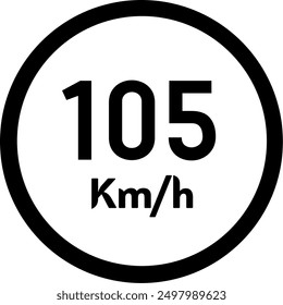 Speed Limit Sign 105 Km, Black Traffic Sign