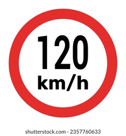 Speed limit sign 120 km h icon vector illustration