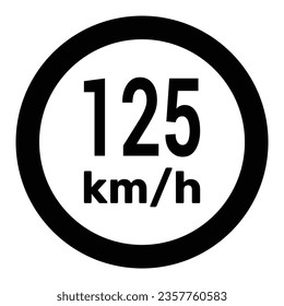 Speed limit sign 125 km h icon vector illustration