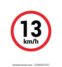 Speed limit sign 13 km h icon vector design illustration