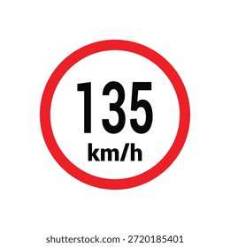 Geschwindigkeitsbegrenzungszeichen 135 km/h Symbol, Vektorgrafik