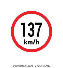 Sinal de limite de velocidade 137 km h ícone ilustração de design vetorial