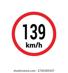 Sinal de limite de velocidade 139 km h ícone ilustração de design vetorial